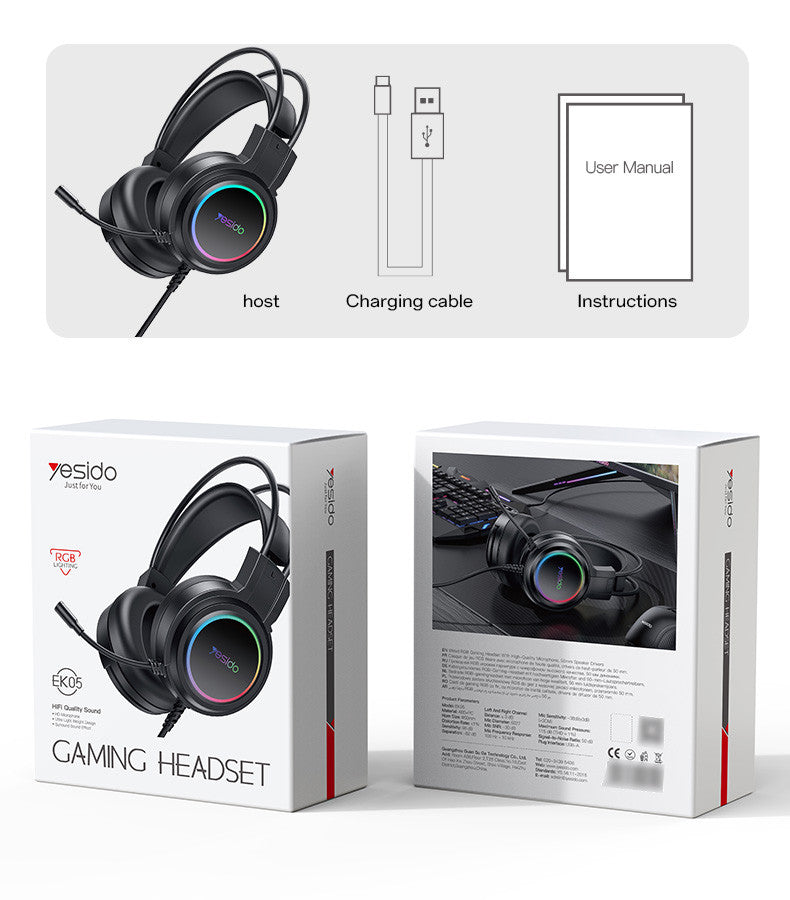 Kufje Gaming me Mikrofon Yesido EK05