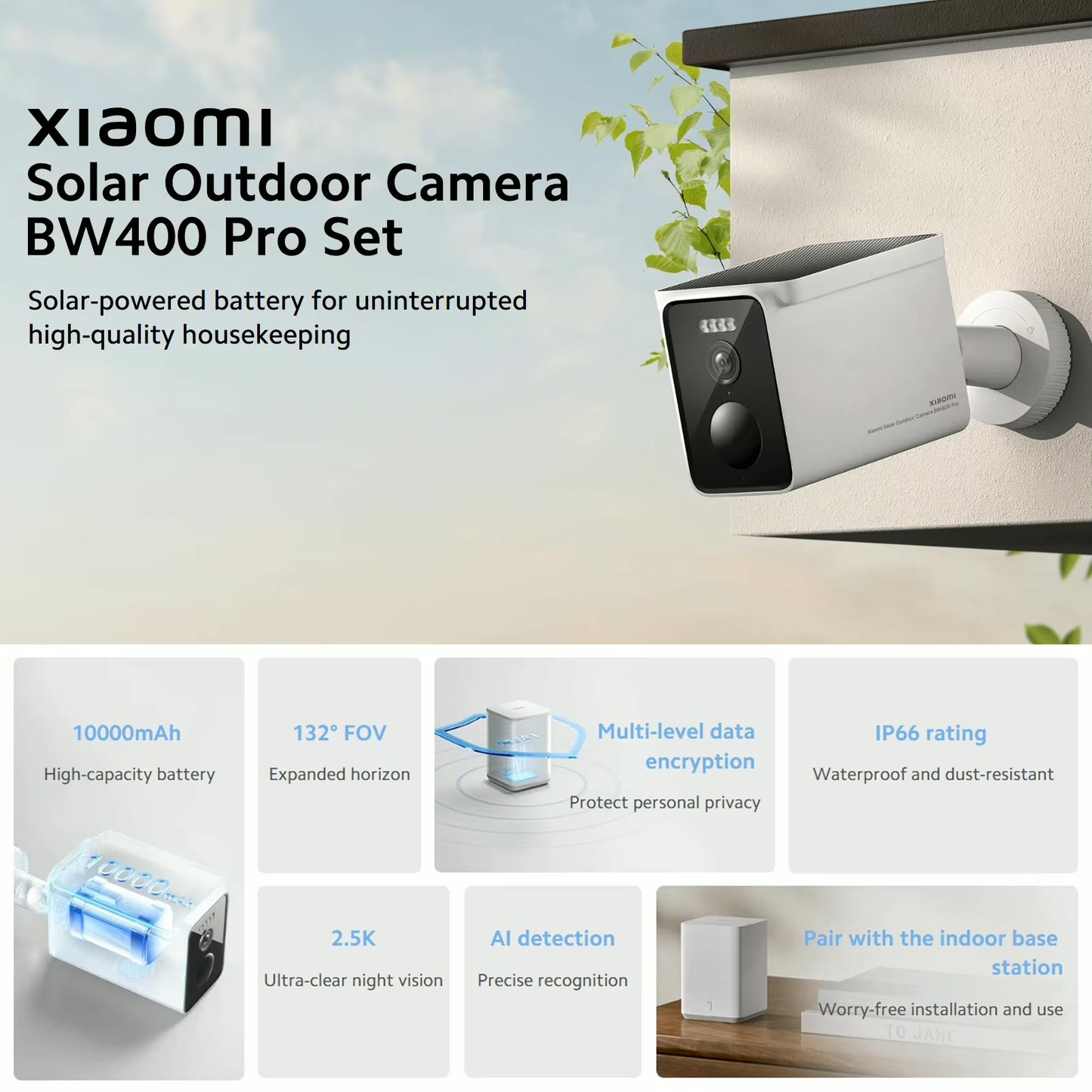 Kamer e jashtme Xiaomi Solar Outdoor Camera BW400 Pro Set