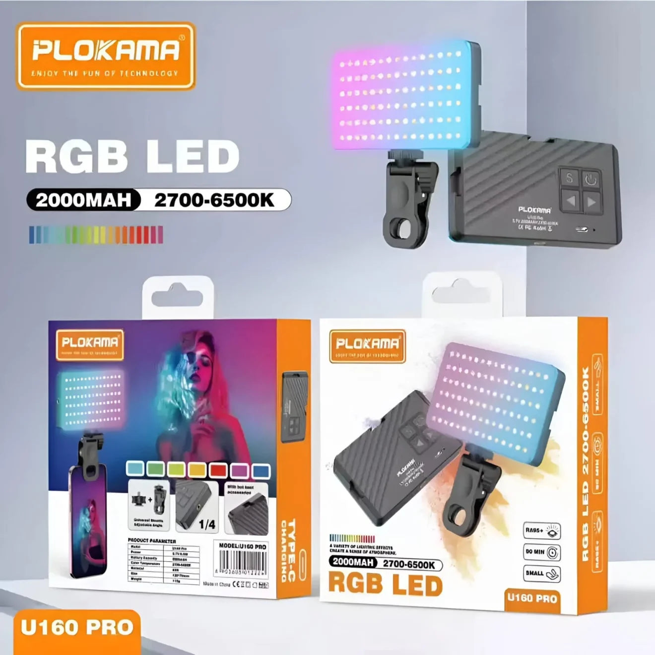 Dritë LED per Telefon Aparat Laptop - PLOKAMA U160 PRO RGB