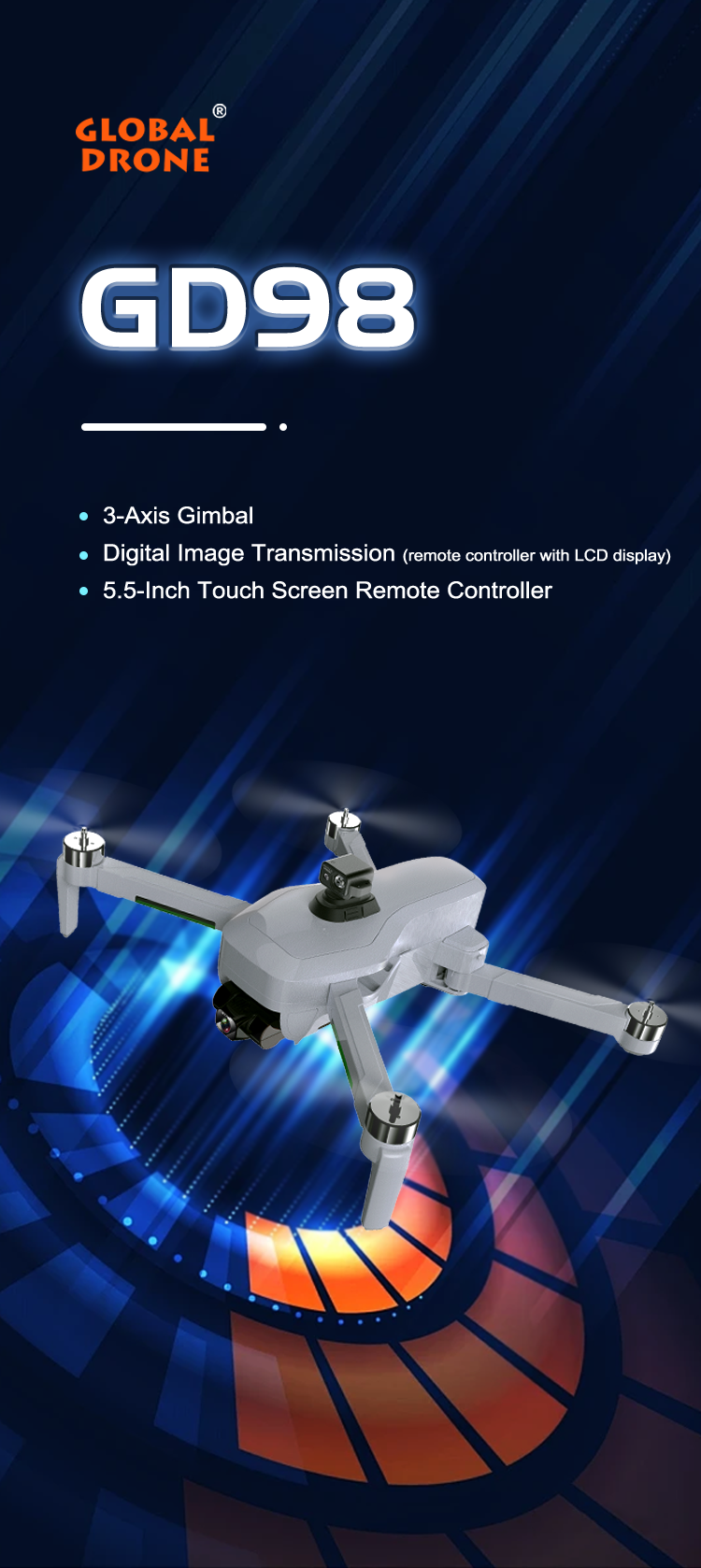 Dron GD98 me GPS dhe ekran LCD
