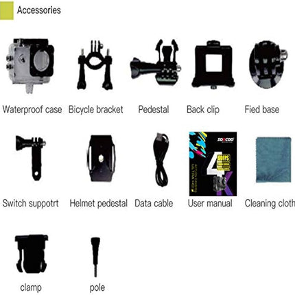 Kamer Sportive SOOCOO Waterproof Control Rechargeable Battery