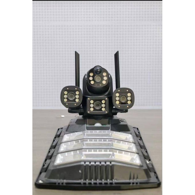 Kamër dhe llampë me panel diellor me 4 kamera HD.