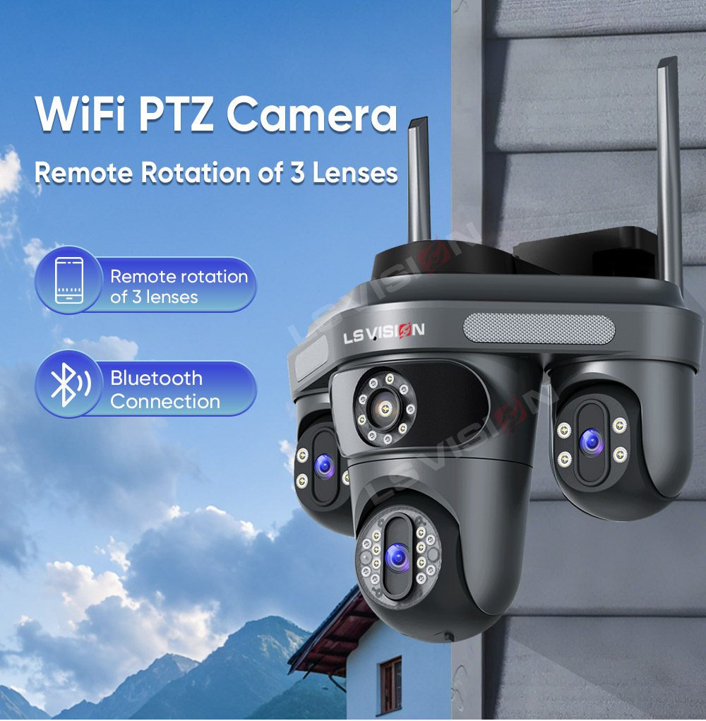 Kamer e Jashtme me 3 Lente Triple Screen PTZ Outdoor Security Camera