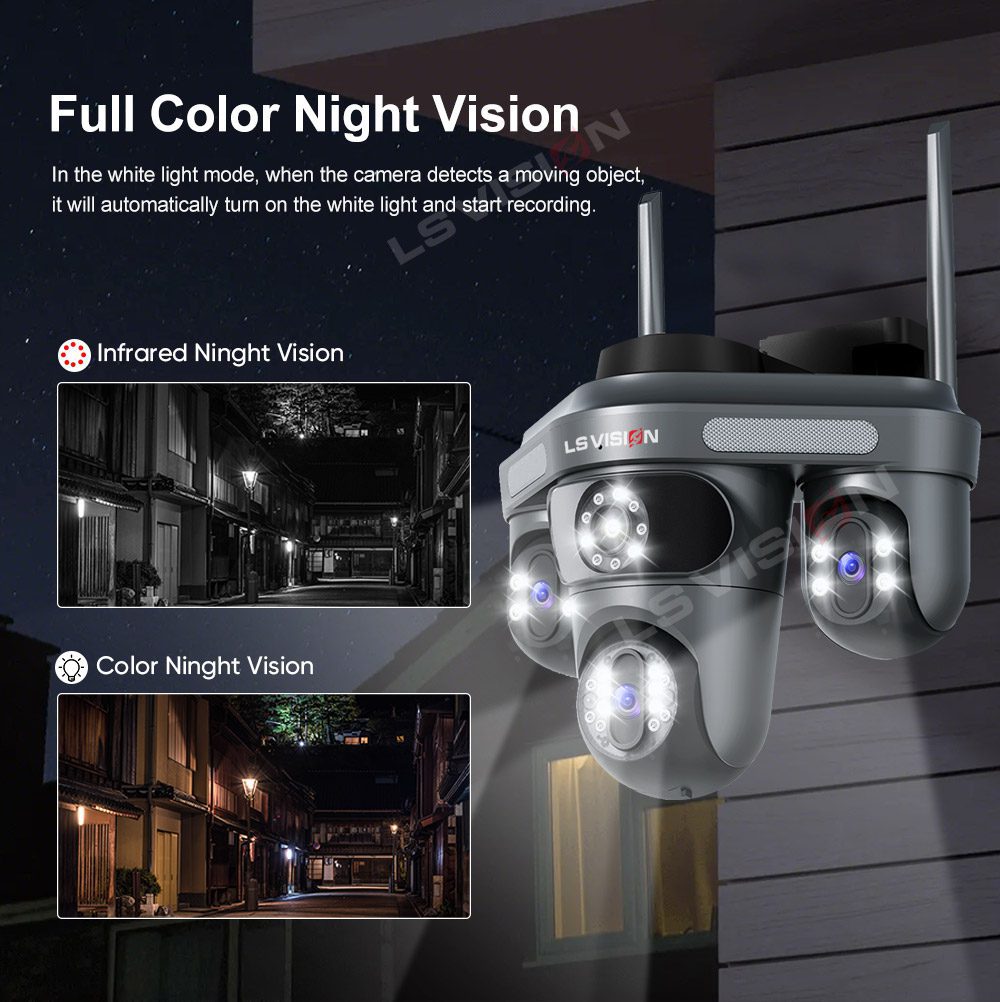 Kamer e Jashtme me 3 Lente Triple Screen PTZ Outdoor Security Camera