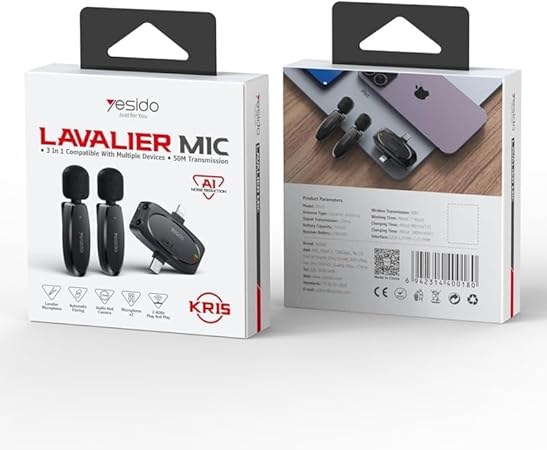 Mikrofon wireless YESIDO KR15 Dual Low-latency