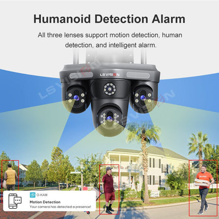Kamer e Jashtme me 3 Lente Triple Screen PTZ Outdoor Security Camera