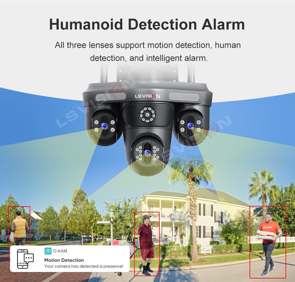 Kamer e Jashtme me 3 Lente Triple Screen PTZ Outdoor Security Camera