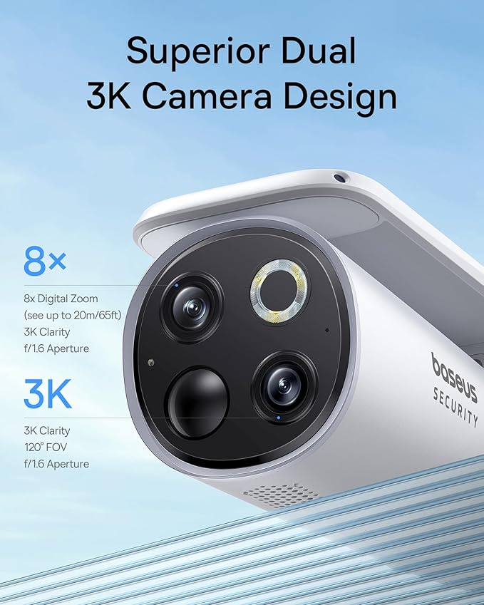 Kamer e jashtme me panel diellor Baseus Security S1 Pro me dy kamera te integruara