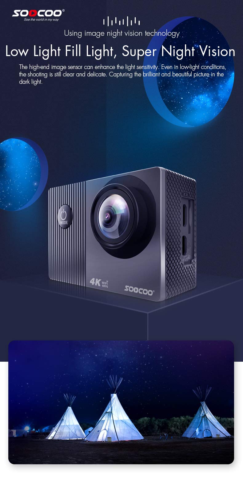 Kamer Sportive SOOCOO Waterproof Control Rechargeable Battery