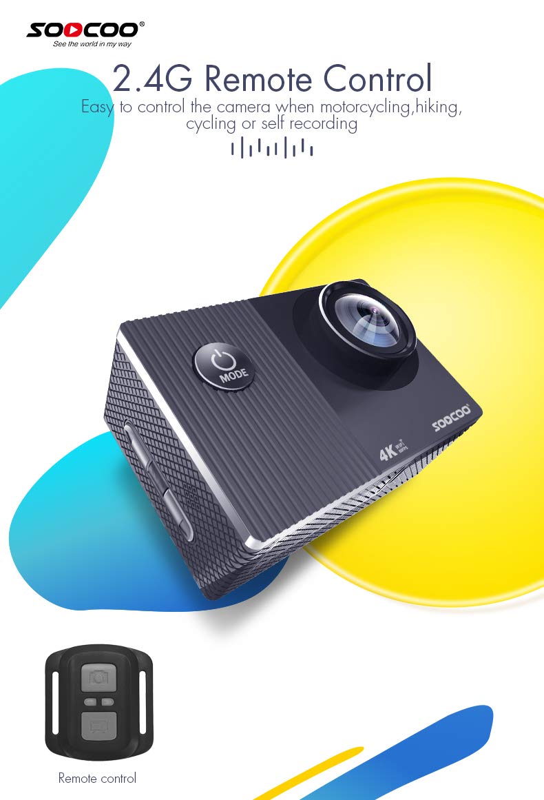 Kamer Sportive SOOCOO Waterproof Control Rechargeable Battery