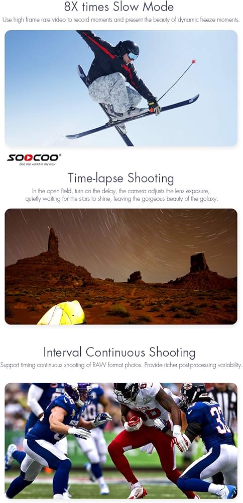 Kamer Sportive SOOCOO Waterproof Control Rechargeable Battery