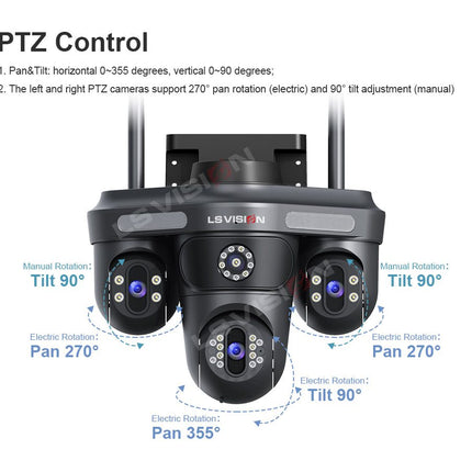 Kamer e Jashtme me 3 Lente Triple Screen PTZ Outdoor Security Camera