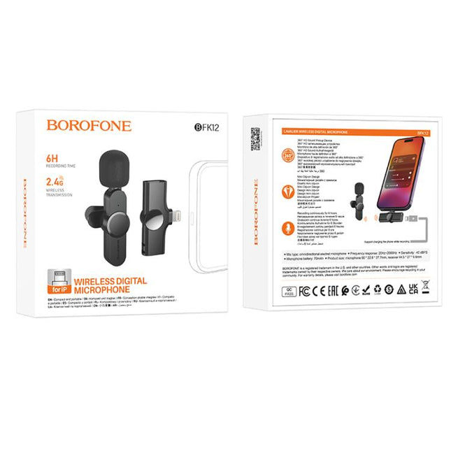 Mikrofon Wireless Borofone BFK12 Lavalier për iPhone