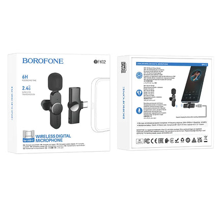 Mikrofon Wireless Borofone BFK12 Trophy 8 Pin Lavalier USB-C