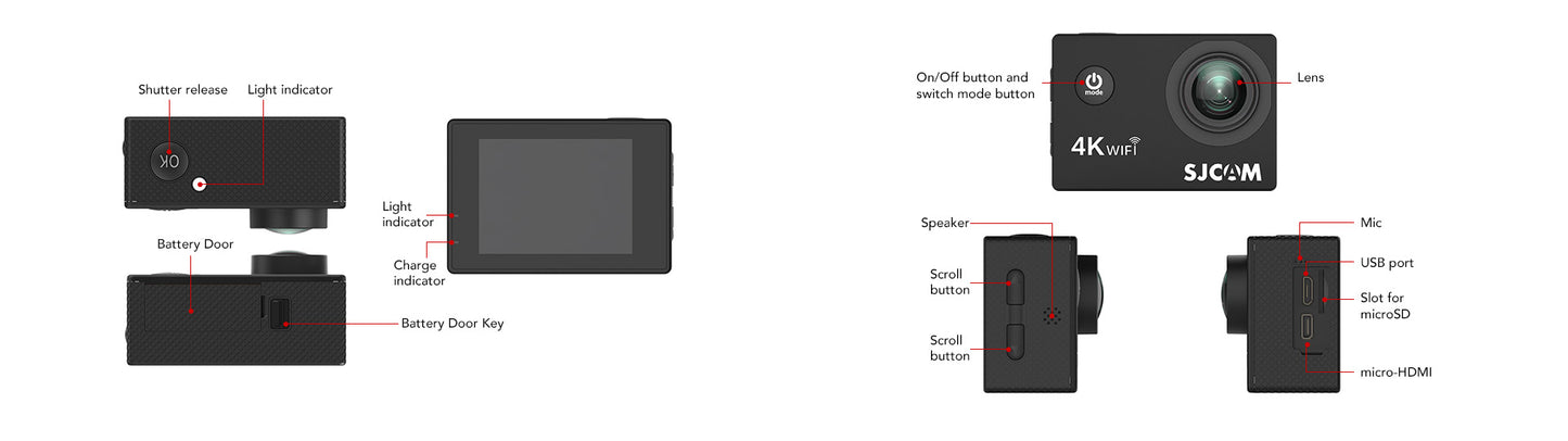 Kamer Sportive Kundra Ujit SJCAM SJ4000 Air WiFi Action Camera