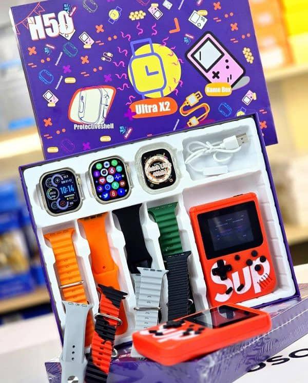 H50 Ultra SmartWatch, 8 rripa, 1 konsole me 400 lojera, 1 mbrojtese silikoni