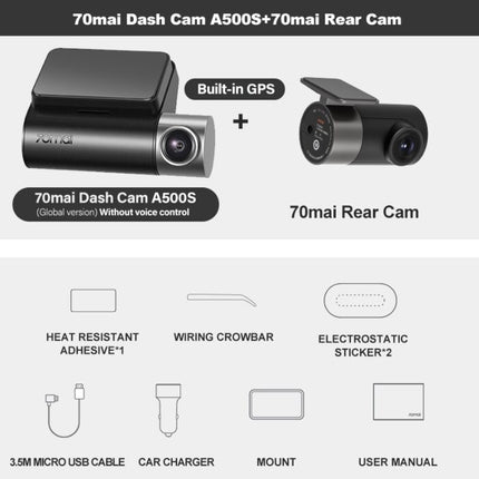 Kamer makine 70mai Dash Cam Pro Plus A500S + Rear Cam Set