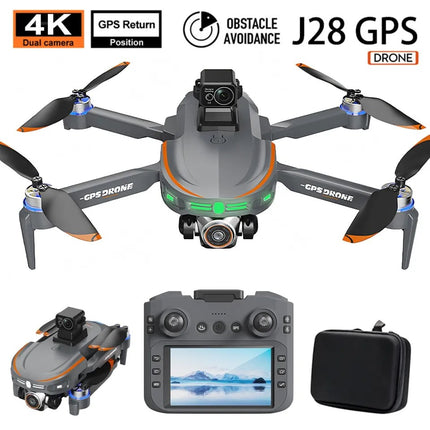 Dron S28 GPS 4K me Kamër Gimbal  sensor 360 Kundra Pengesave – Telekomandë me Ekran