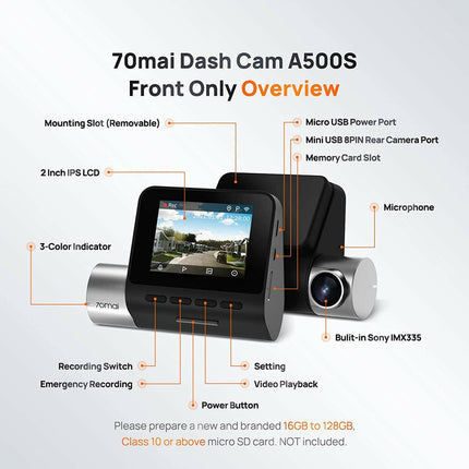 Kamer makine 70mai Dash Cam Pro Plus A500S + Rear Cam Set
