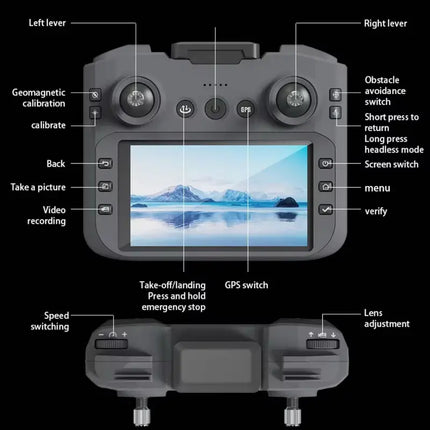 Dron S28 GPS 4K me Kamër Gimbal  sensor 360 Kundra Pengesave – Telekomandë me Ekran