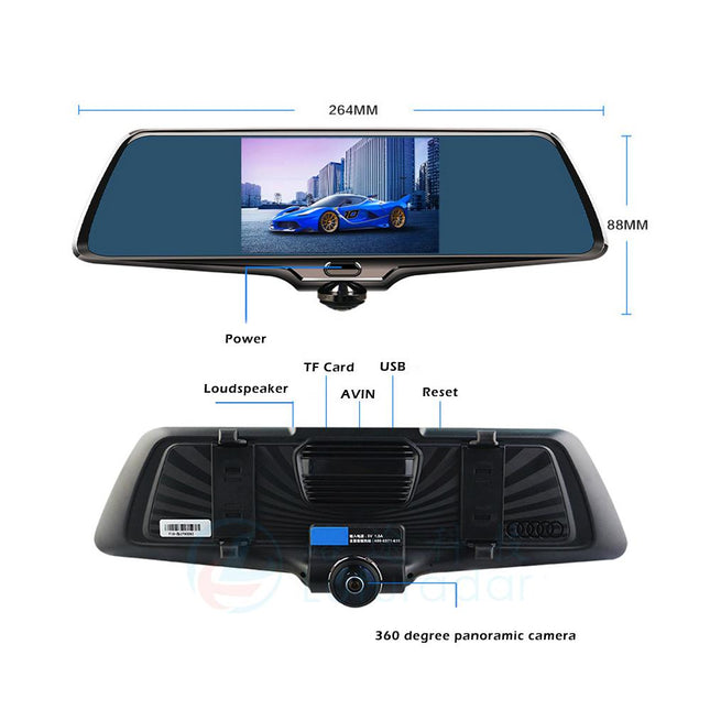 Kamer Makine 360° me 4 Kamera  Pasqyrë Dash Cam Full HD