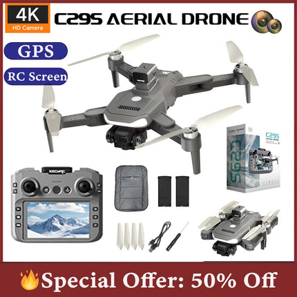 Dron me GPS 4K - Telekomandë me ekran C29S